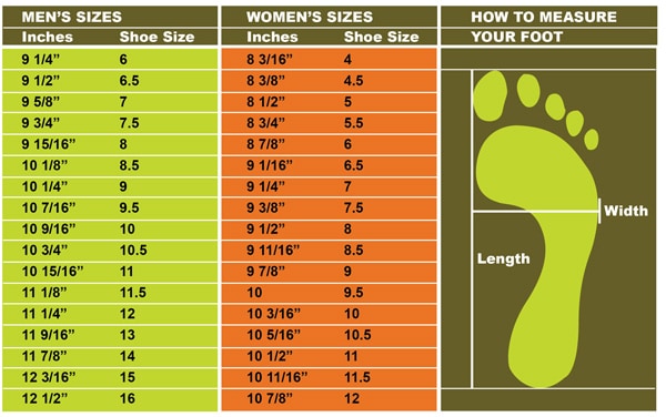 Climbing Shoe Size Chart